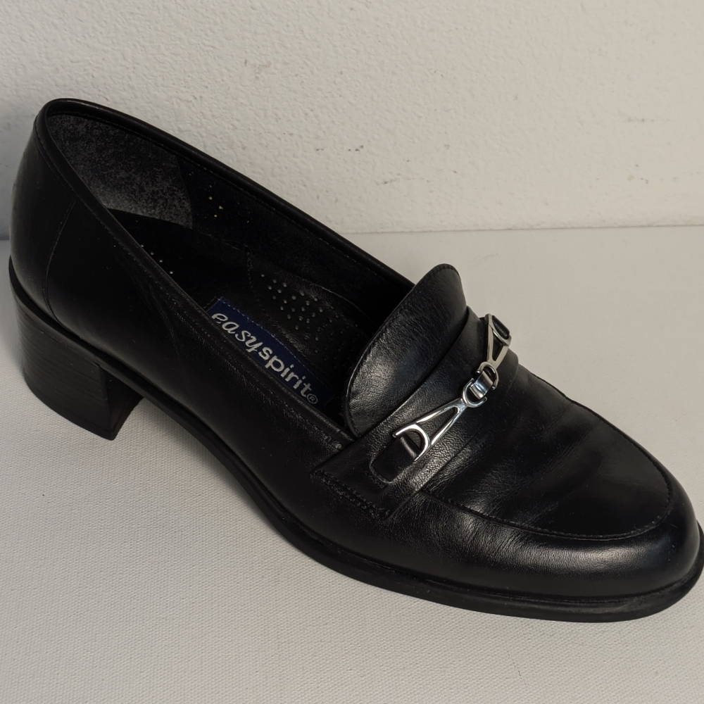 Easy Spirit Anti Gravity Elgin Womens Black Leather Loafers Shoe Size 7.5 B EUC